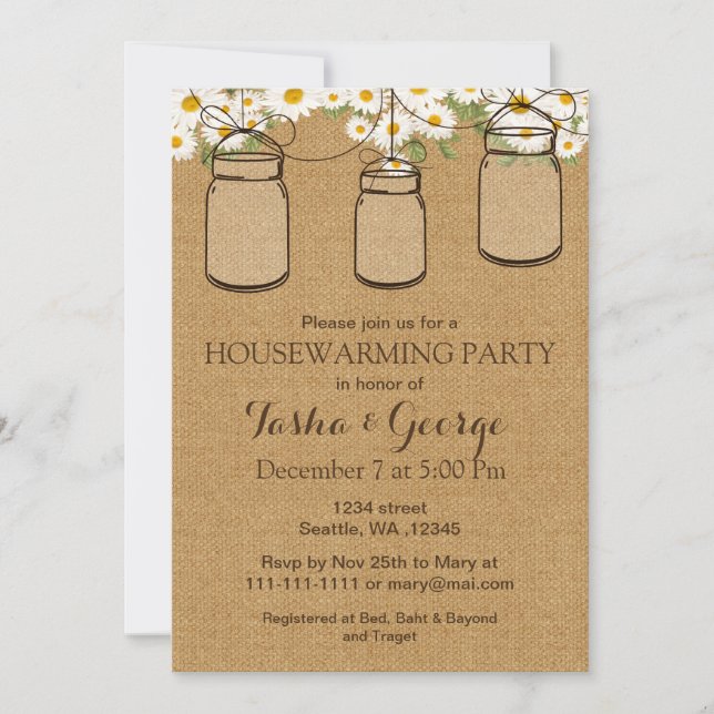 Invitación al calentamiento de la casa de Burlap D (Anverso)
