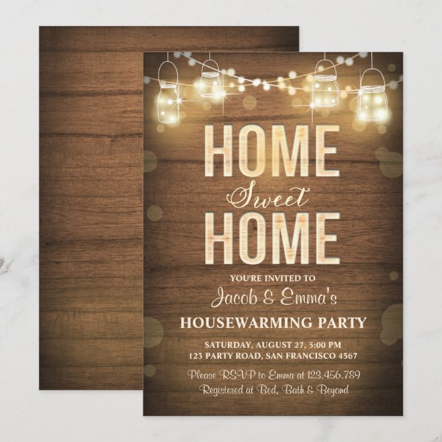 Invitación al calentamiento de la casa Dulce hogar (Anverso / Reverso)