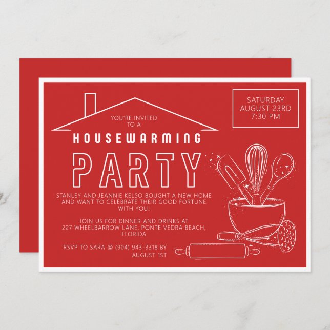 Invitación al calentamiento de la casa en negrita  (Anverso / Reverso)