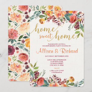 Invitación al calor de la casa, invitación floral