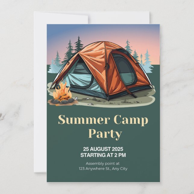 Invitación al campamento de verano - Aventura al a (Anverso)