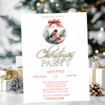 Invitación al cardenal rojo Bird Holly Berry Ball