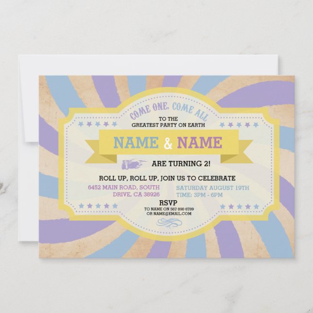 Invitación al carnaval azul del partido de cumplea (Anverso)