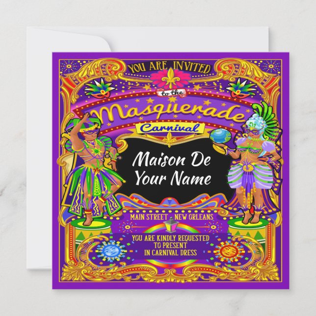 Invitación al Carnaval de Mardi Gras de Mascarada  (Anverso)