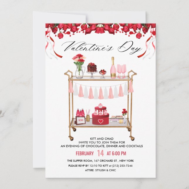 Invitación al carrito de bar del Día de San Valent (Anverso)