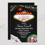 Invitación al Casino Vegas de cumpleaños 21<br><div class="desc">21 cumpleaños Las Vegas Casino Marquee String Lights Poker Gambling Invitación de cumpleaños</div>