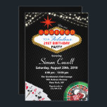 Invitación al Casino Vegas de cumpleaños 21<br><div class="desc">21 cumpleaños Las Vegas Casino Marquee String Lights Poker Gambling Invitación de cumpleaños</div>