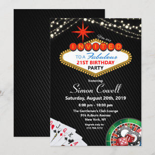 Invitación al Casino Vegas de cumpleaños 21