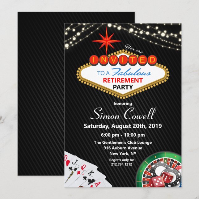 Invitación al Casino Vegas de Jubilación (Anverso / Reverso)