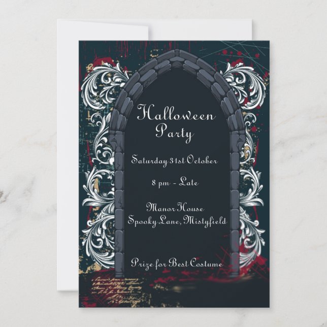 Invitación al castillo de Drácula de Halloween (Anverso)