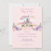 Invitación al castillo de princesas florales mágic
