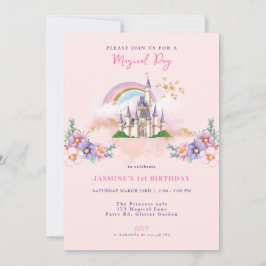 Invitación al castillo de princesas florales mágic