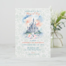 Invitación al castillo de princesas florales mágic