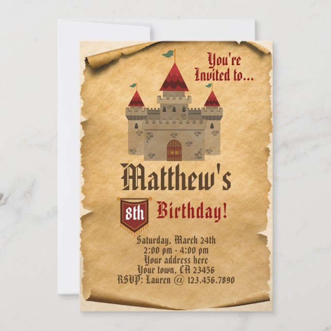 Invitación al castillo medieval (Anverso)