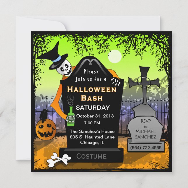 Invitación al cementerio Bash de Halloween (Anverso)