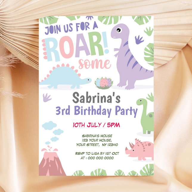 Invitación al Chica de cumpleaños de Dinosaur (Subido por el creador)