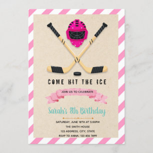 Invitación al chica de cumpleaños de hockey sobre