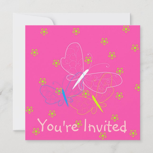 Invitación al Chica de cumpleaños de Mariposa (Anverso)