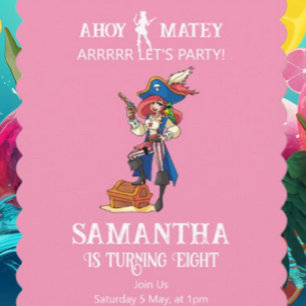 Invitación al Chica de cumpleaños pirata
