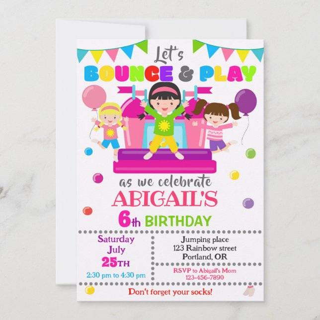 Invitación al Chica de invitación de cumpleaños po (Anverso)