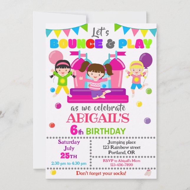 Invitación al Chica de invitación de cumpleaños po (Anverso)