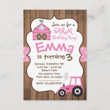 Invitación al Chica de la granja, astillero rosado