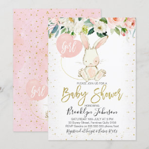 Invitación al Chica Floral Bunny Baby Shower