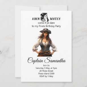Invitación al Chica pirata de cumpleaños