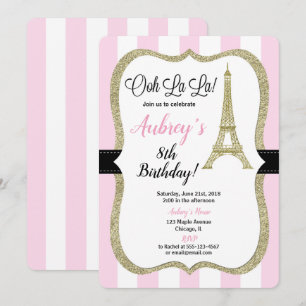 Invitación al chica por el cumpleaños de París en 