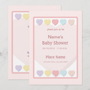 Invitación al Chica rosado Baby Shower Pastel Hear