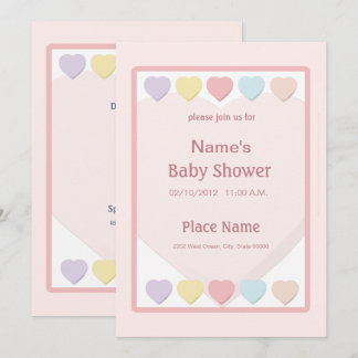 Invitación al Chica rosado Baby Shower Pastel Hear