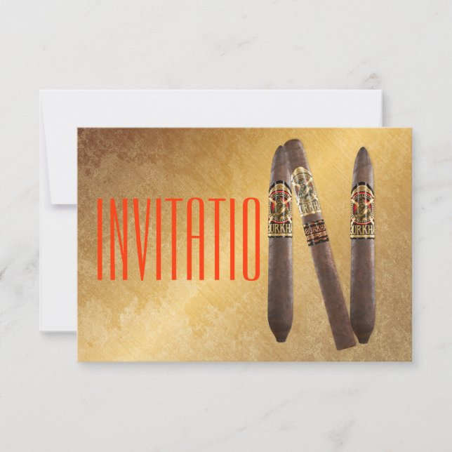 Invitación al Cigaro Personalizado Dorado (Anverso)