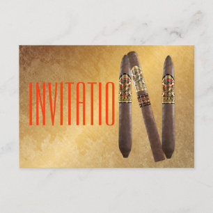 Invitación al Cigaro Personalizado Dorado
