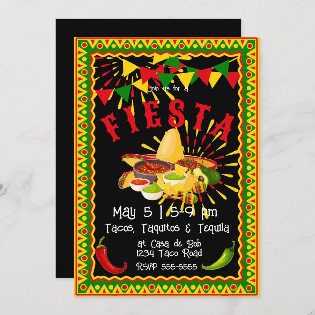 Invitación al Cinco de Mayo Fiesta Salsa (Anverso / Reverso)