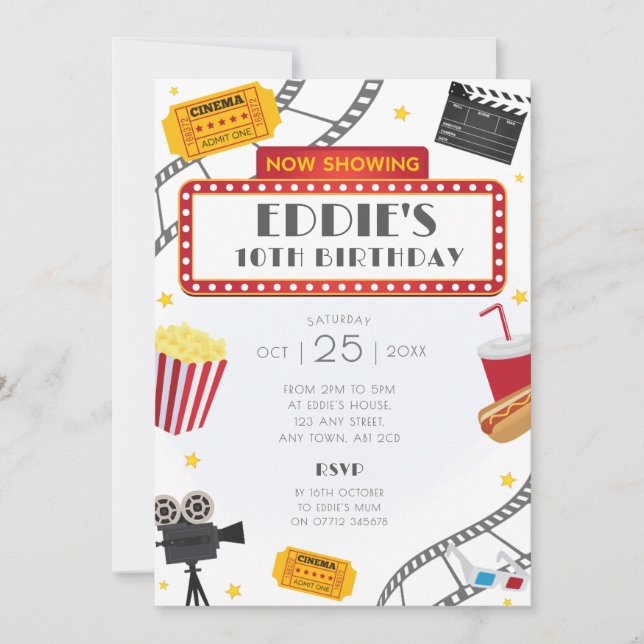 Invitación al cine por fiesta de cumpleaños de la  (Anverso)