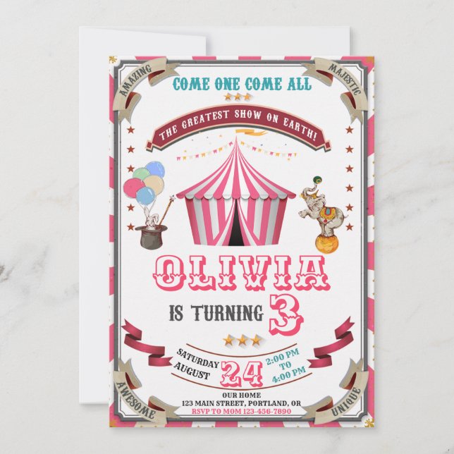 Invitación al circo por cumpleaños Niños del Carna (Anverso)