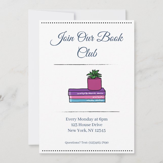 Invitación al Club de Lectura (Anverso)