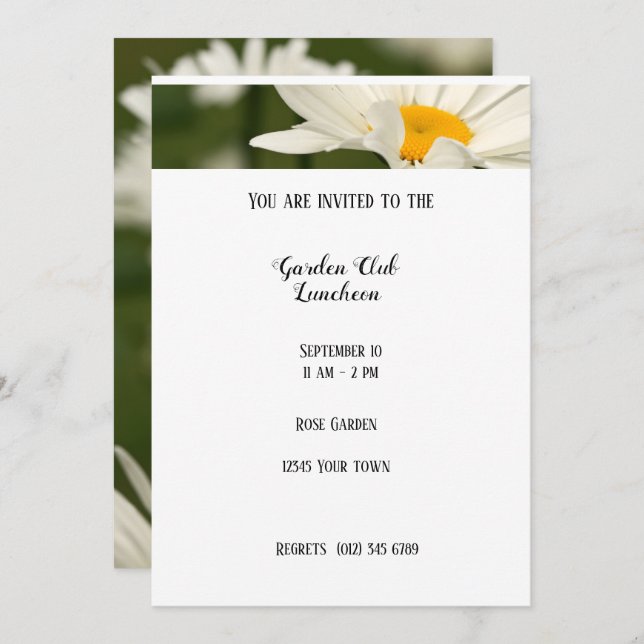 Invitación al club de Rosa Garden Luncheon (Anverso / Reverso)