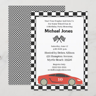 Invitación al coche de carreras Red 100 Birthday R