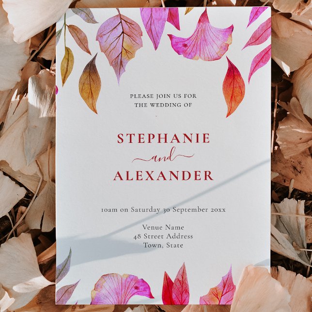 Invitación al código QR Boda de hojas moradas (Subido por el creador)