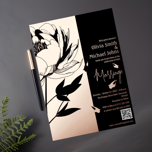 Invitación al código QR de Black and Rosa Gold Peo (Subido por el creador)