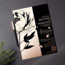 Invitación al código QR de Black and Rosa Gold Peo