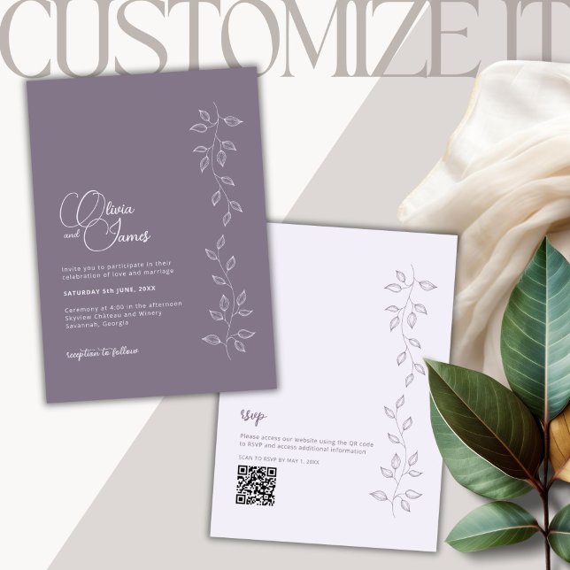 Invitación al código QR de Boda moderno violeta vi (Subido por el creador)