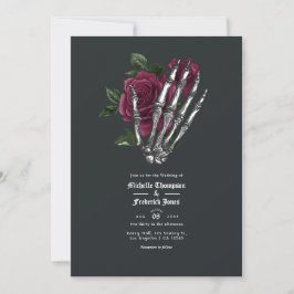 Invitación al código QR del Boda gótico floral bor