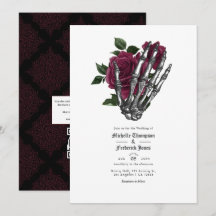Invitación al código QR del Boda gótico floral bor