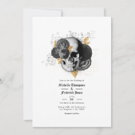Invitación al código QR del Boda gótico floral neg