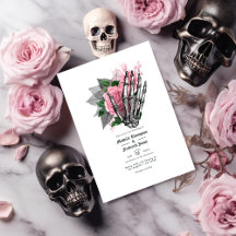 Invitación al código QR del Boda gótico floral ros
