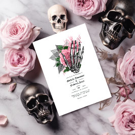 Invitación al código QR del Boda gótico floral ros