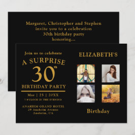 Invitación al Collage de fotos de oro negro de la
