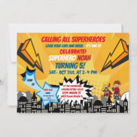 Invitación al cómic Personalizado Superhéroe Hallo
